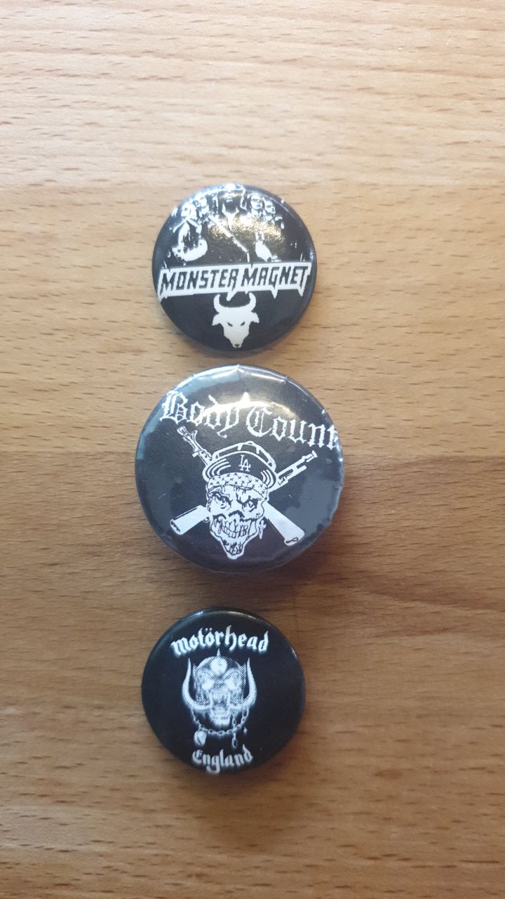 3x Buttons (Motörhead, Monster Magnet, Body Count)